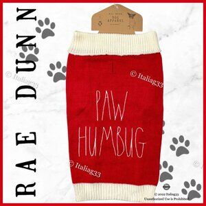 Rae Dunn Dog Sweater PAW HUMBUG Sz Large Winter Coat Clothing Red & Cream NEW